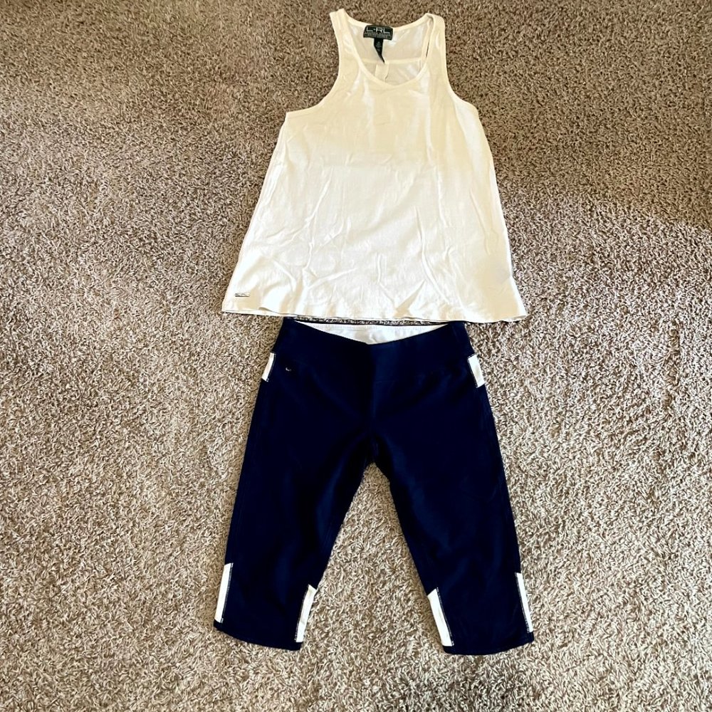 L-RL Lauren Ralph Lauren Tank-Sz M - Capri Legging Sz S. Can sell individually